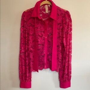 Anthropologie Pink Lace Women's Top